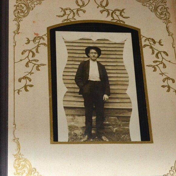 Victorian Photo Album With Antique Photogaphs Embossed Cover & Ornate Clasp” - Picture 13 of 14